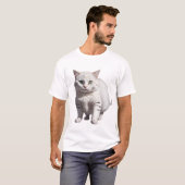 White Cat with Subtle Gray Tabby Markings T-shirt (Voorkant volledig)