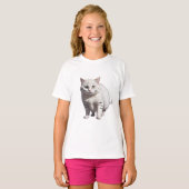 White Cat with Subtle Gray Tabby Markings T-shirt (Voorkant volledig)