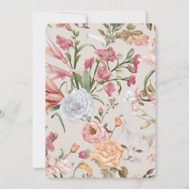 White Cats Pink Roses Floral Flat Thank You Card Feestdagenkaart