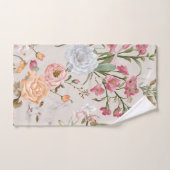 White Cats Pink Roses Floral Handdoek (Handdoek)