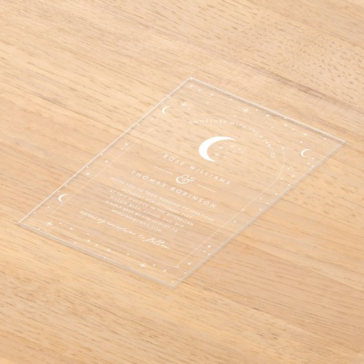 White Celestial Arched Wedding Invitation Acryl Uitnodigingen (Laagn)