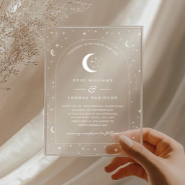 White Celestial Arched Wedding Invitation Acryl Uitnodigingen