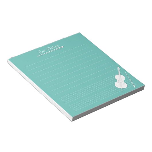 White Cello - Aangepaste muziek - les Aqua Notitieblok (Schuin)