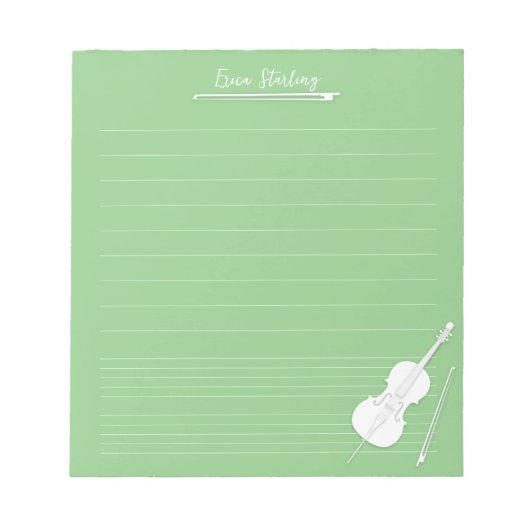 White Cello - Aangepaste muziek - les Pea Green Notitieblok (Voorkant)