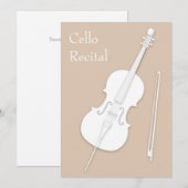 White Cello & Bow Music Overweging Concert Beige Kaart (Voorkant / Achterkant)