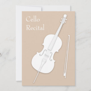 White Cello & Bow Music Overweging Concert Beige Kaart