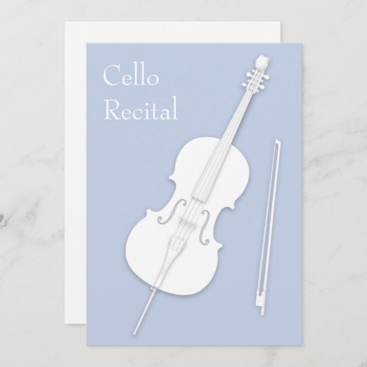 White Cello & Bow Music Overweging concert Bleek b Kaart (Voorkant / Achterkant)