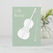White Cello & Bow Music Overweging Concert Pea Gre Kaart (Staand voorkant)