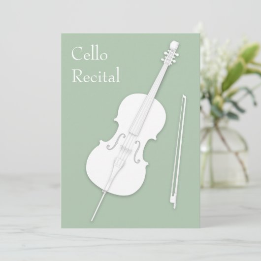 White Cello & Bow Music Overweging Concert Pea Gre Kaart (Staand voorkant)