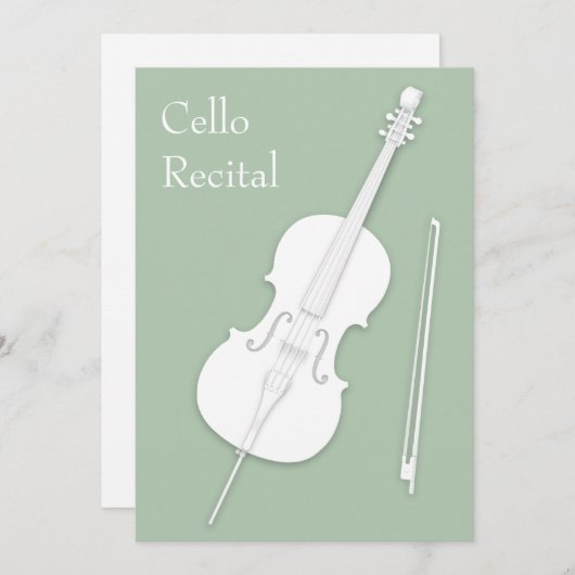 White Cello & Bow Music Overweging Concert Pea Gre Kaart (Voorkant / Achterkant)