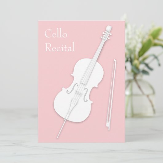White Cello & Bow Music Overweging concert Roos ro Kaart (Staand voorkant)