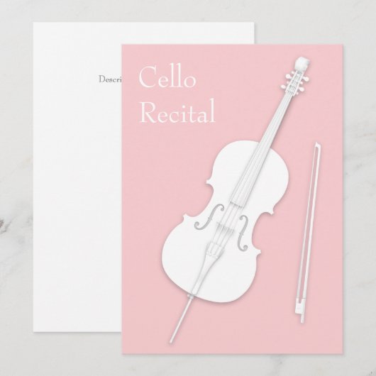 White Cello & Bow Music Overweging concert Roos ro Kaart (Voorkant / Achterkant)