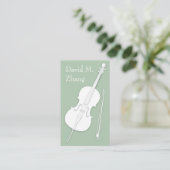 White Cello & Bow Pea Green String Player Teacher Visitekaartje (Staand voorkant)
