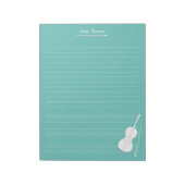 White Cello & Bow Personalized Music Class Aqua Notitieblok (Linkerzijde)