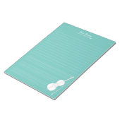 White Cello & Bow Personalized Music Class Aqua Notitieblok (Schuin)