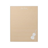 White Cello & Bow Personalized Music Class Beige Notitieblok (Linkerzijde)