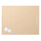 White Cello & Bow Personalized Music Class Beige Notitieblok (Voorkant)