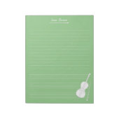White Cello & Bow Personalized Music Class Green Notitieblok (Linkerzijde)