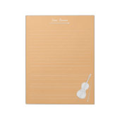 White Cello & Bow Personalized Music Class Oranje Notitieblok (Linkerzijde)