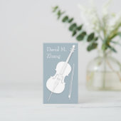 White Cello & Bow Slate Grey String Player Visitekaartje (Staand voorkant)
