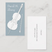 White Cello & Bow Slate Grey String Player Visitekaartje (Voorkant / Achterkant)