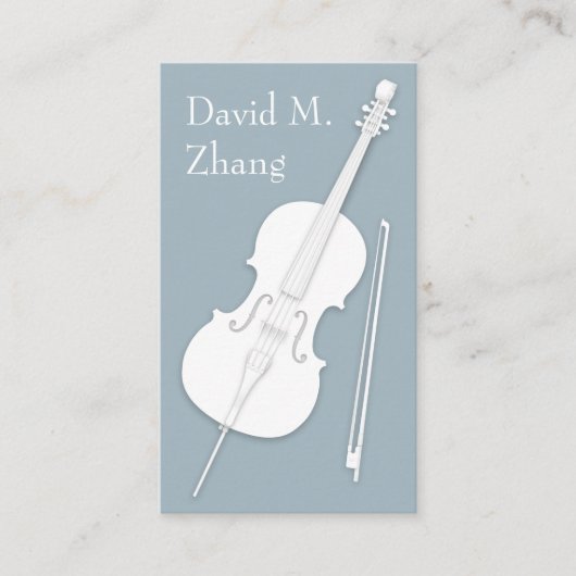 White Cello & Bow Slate Grey String Player Visitekaartje (Voorkant)