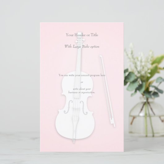 White Cello Custom Color Concert Program Insert (Staand voorkant)