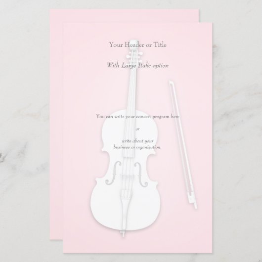 White Cello Custom Color Concert Program Insert (Voorkant / Achterkant)