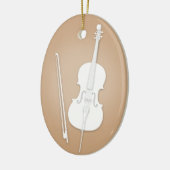 White Cello met Bodbruine muziek Keramisch Ornament (Links)