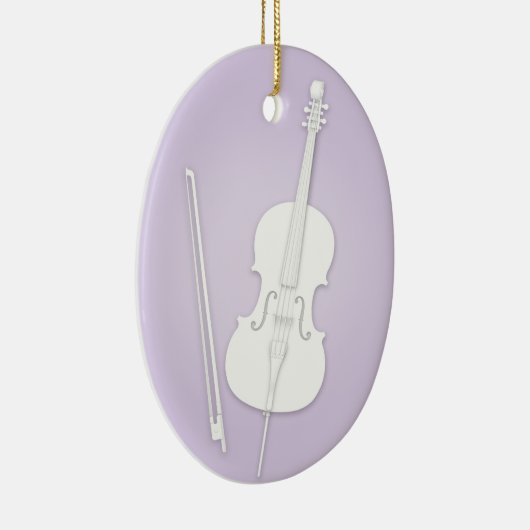 White Cello met Bow Lavender Custom Music Keramisch Ornament (Rechts)