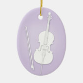 White Cello met Bow Lavender Custom Music Keramisch Ornament (Voorkant)