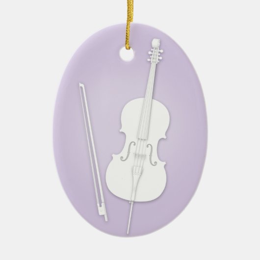 White Cello met Bow Lavender Custom Music Keramisch Ornament (Voorkant)