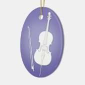 White Cello met Paarse muziek Keramisch Ornament (Links)