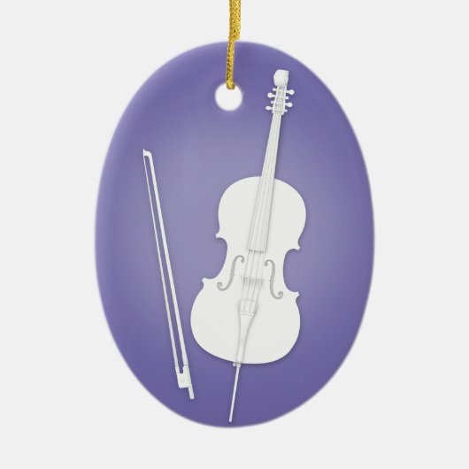 White Cello met Paarse muziek Keramisch Ornament (Voorkant)