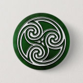 White Celtic Irish Knot Triskelion Green Button (Voorkant)