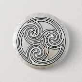 White Celtic Irish Knot Triskelion Marble Button (Voorkant)