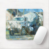 White Cement Truck Drivers Mousemat Muismat (Met muis)
