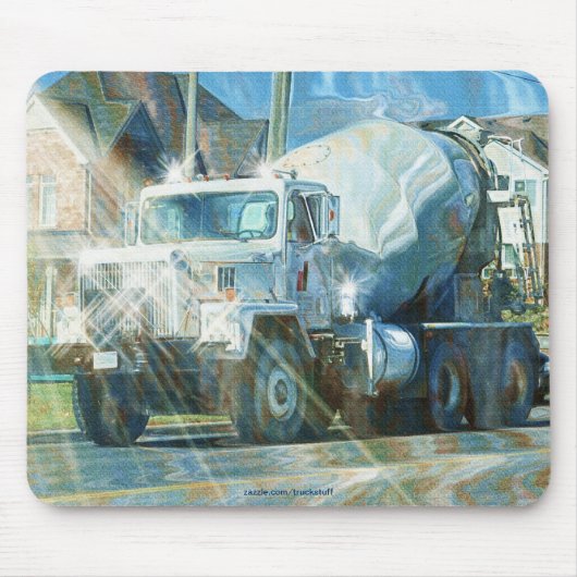 White Cement Truck Drivers Mousemat Muismat (Voorkant)