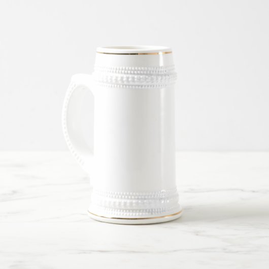 White Ceramic Beer Stein with Custom Initialen Bierpul (Voorkant links)
