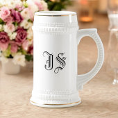 White Ceramic Beer Stein with Custom Initialen Bierpul