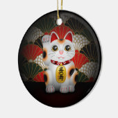 White Ceramic Maneki Neko Keramisch Ornament (Links)