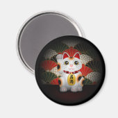 White Ceramic Maneki Neko Magneet (Voorkant / Achterkant)