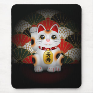 White Ceramic Maneki Neko Muismat