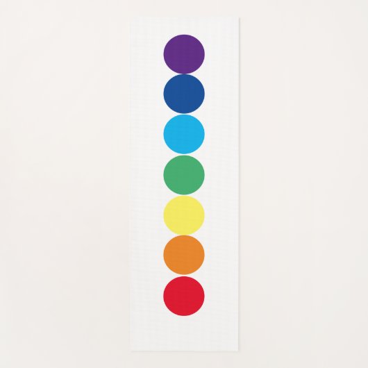 White Chakra Rainbow Dot Yoga Mat (Voorkant)