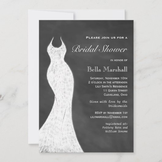White Chalk Bridal Shower Invitation Kaart (Voorkant)
