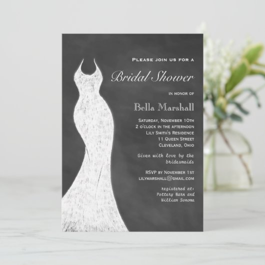 White Chalk Bridal Shower Invitation Kaart (Staand voorkant)
