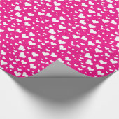 White Chalk Hearts on Fuchsia Pink Cadeaupapier (Hoek)
