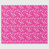 White Chalk Hearts on Fuchsia Pink Cadeaupapier (Vlak)