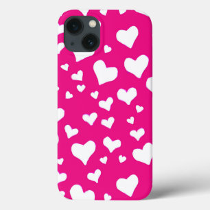 White Chalk Hearts on Fuchsia Pink Case-Mate iPhone Case