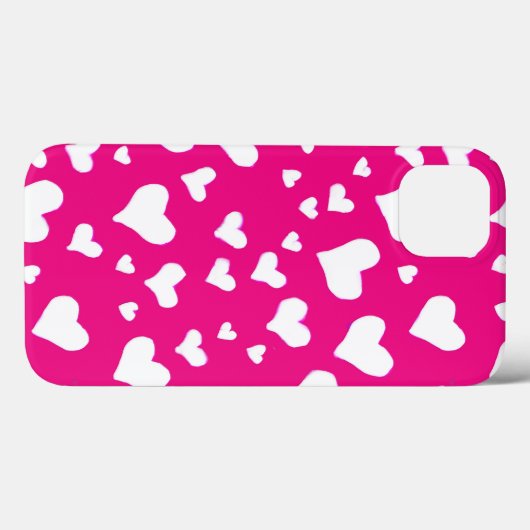 White Chalk Hearts on Fuchsia Pink Case-Mate iPhone Case (Achterkant (horizontaal))